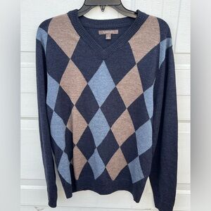 NORDSTROM  100% extra fine merino wool Men's multi-color V-neck M